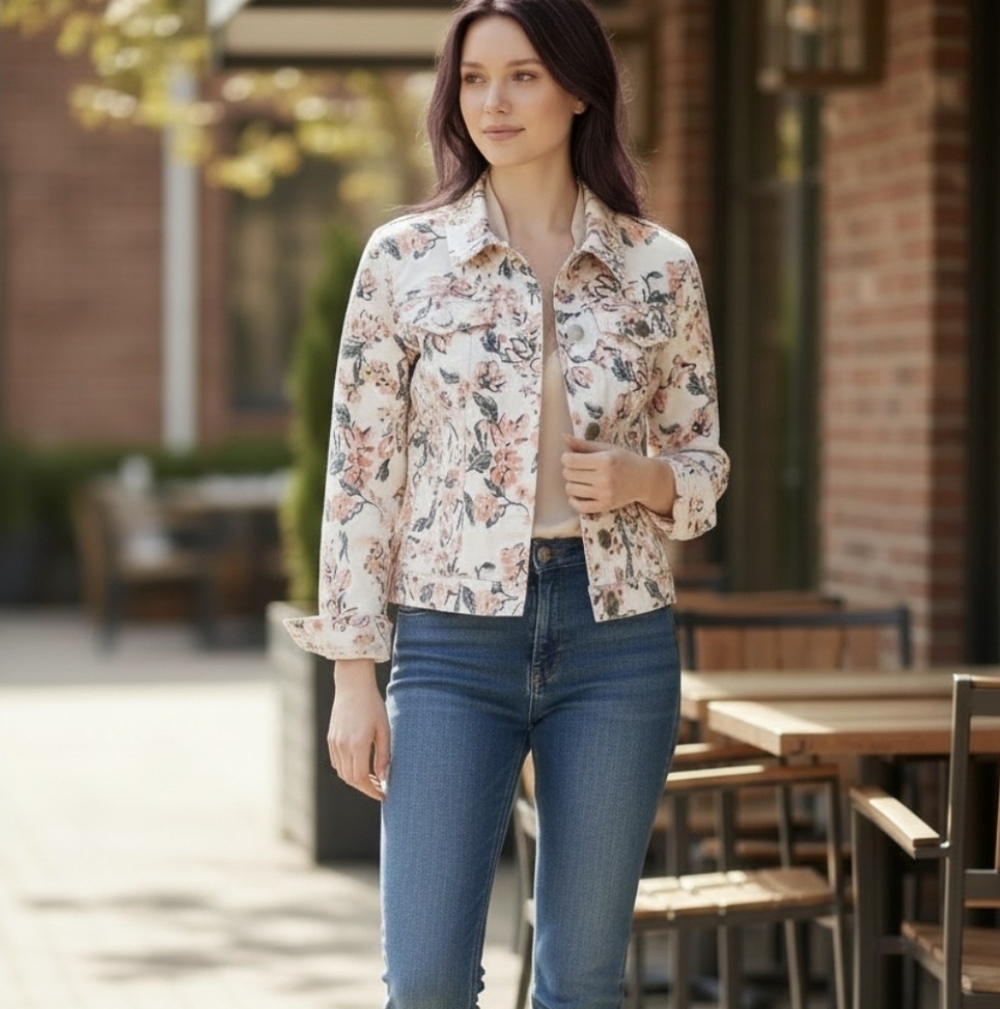 Croft & Barrow Pink and Green Floral Jacket.